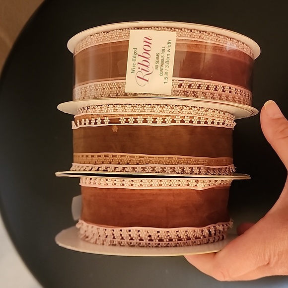 3 Rolls Kirkland Signature Wire-Edged Ribbon, Approx 125 yards total - Picture 2 of 7